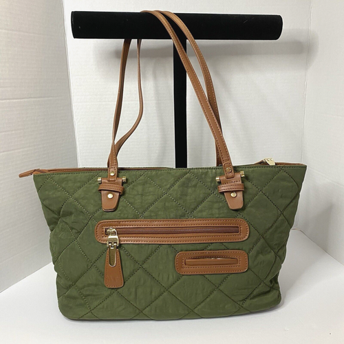 Madi Claire Quilted Green Zip Up Tote Shoulder Bag - Picture 4 of 13