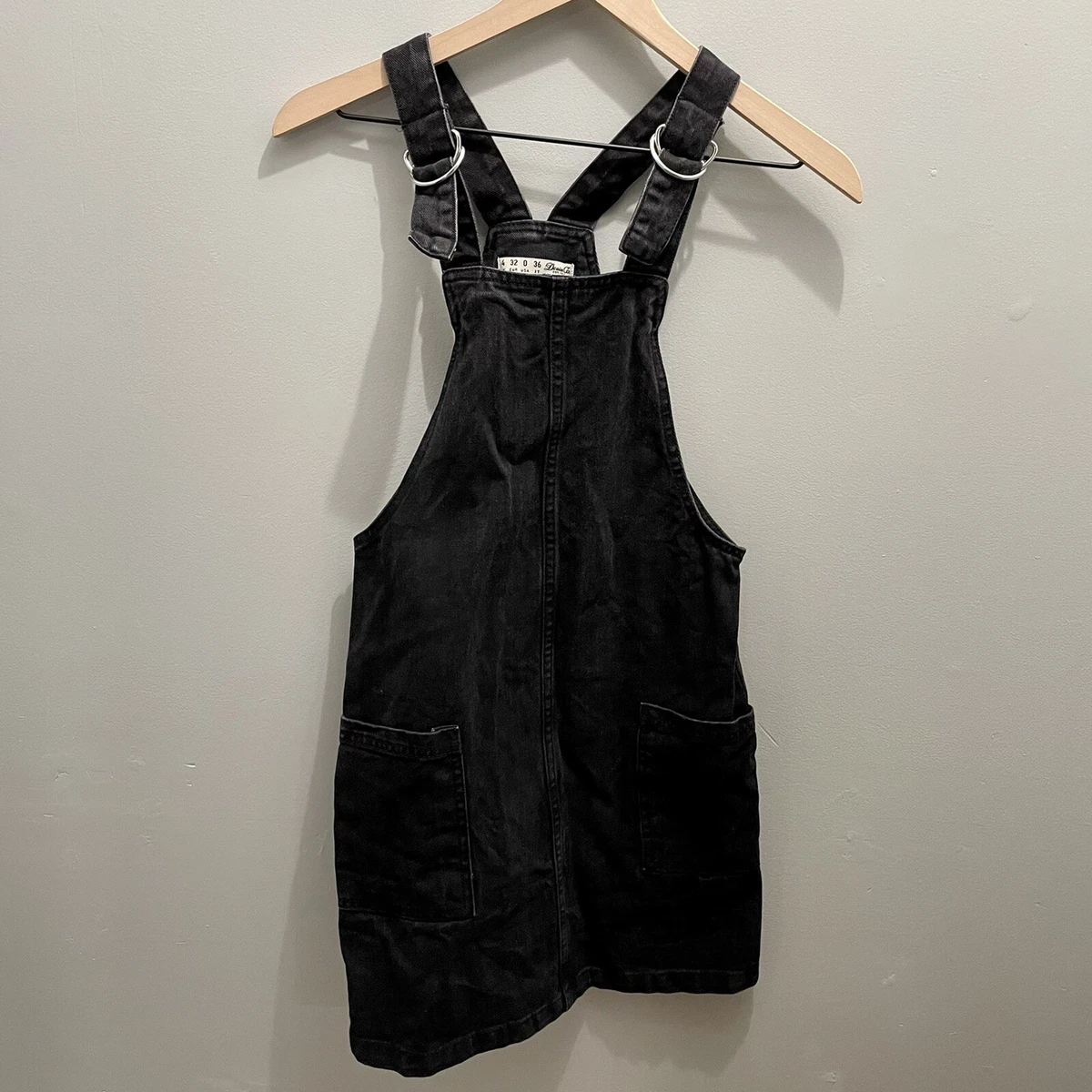 Denim Co. black overall jumper Denim dress mini Black Size 0 retro grunge Pocket