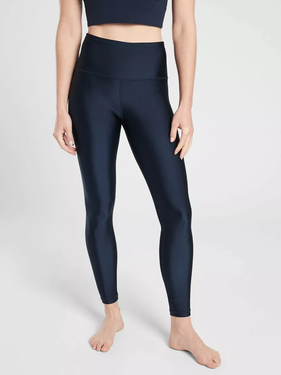 NWOT Athleta Elation Shine Tight, Navy SIZE M #631948 O0223H