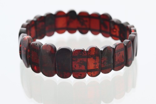Bracciale unisex elasticizzato originale AMBRA BALTICA pezzi ciliegia 8,6 g 250520-2 - Foto 2 di 7