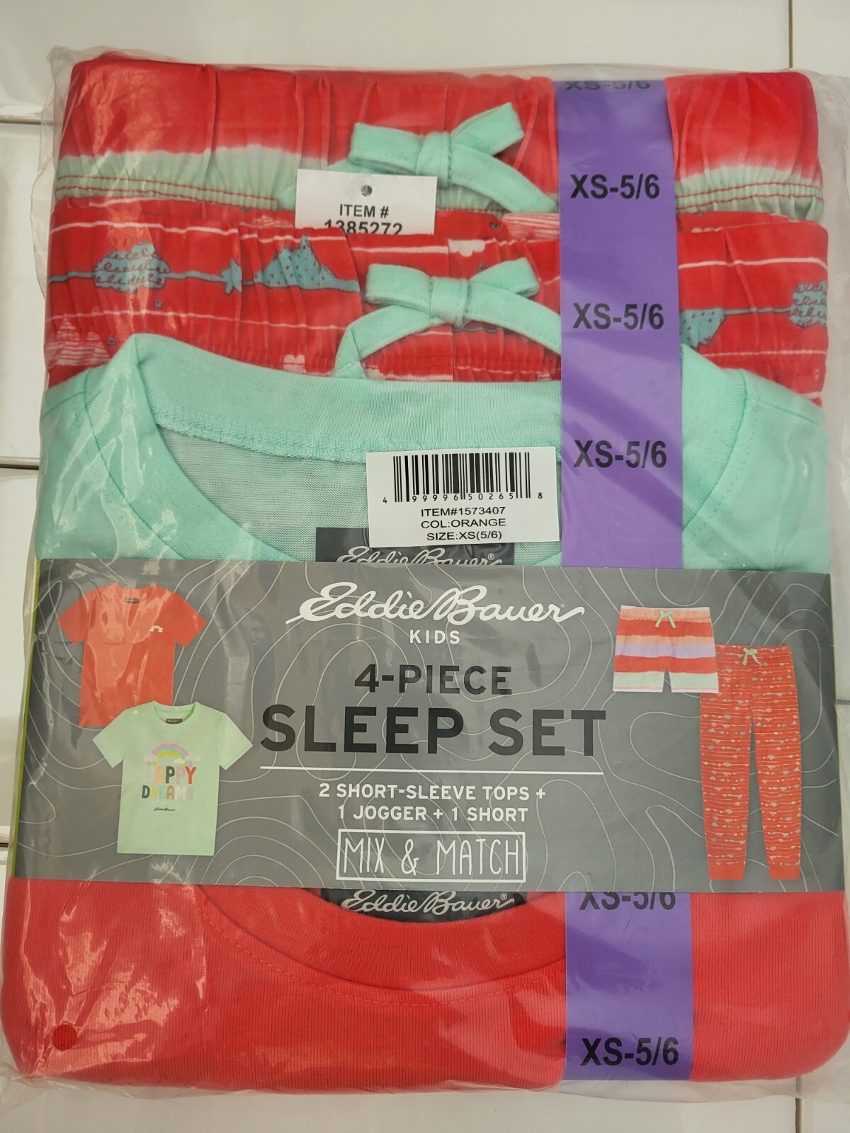 Eddie Bauer 4-Piece Kids Sleep Set ( 2 Short Sleeve Tops,1 Jogger, 1 Short )