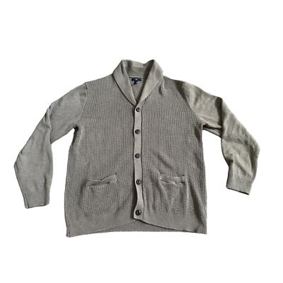 Gap Gray Heavy Cotton Ribbed Shawl Collar Cardigan Sweater Mens XXL