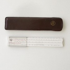 Ancienne Règle à Calcul de poche Co2- O2- Shell avec étui cuir - Longueur 19 cm