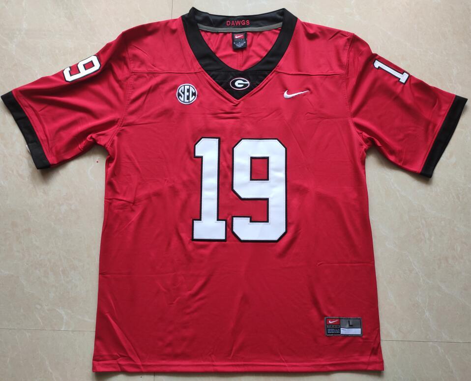 Brock Bowers #19 Georgia Bulldogs Red Jersey, All Stitched, Bowl