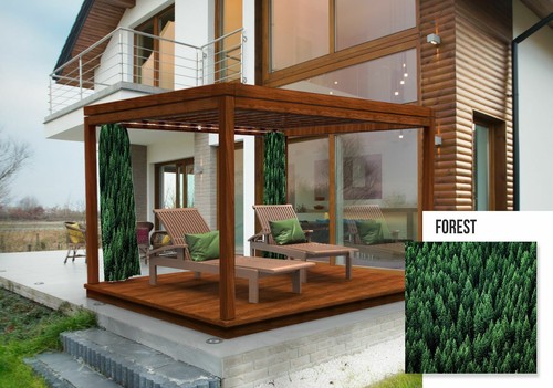 OUTDOOR DEKORATIVER GRAFISCHER VORHANG | SONNEN- & WINDSCHUTZ FÜR TERRASSE & GARTEN - Bild 6 von 36
