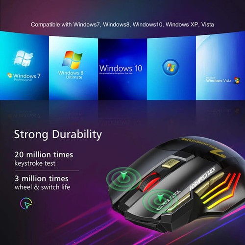 Rechargeable Wireless Mouse Bluetooth Gamer Gaming Mouse Computer Ergonomic Mice - Picture 10 of 15