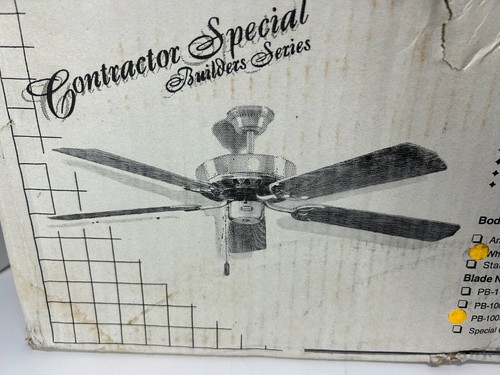 Concord 52CS 52" Ceiling Fan White/Brass w/ 5 White or Washed Oak Blades VTG NOS - Picture 3 of 13