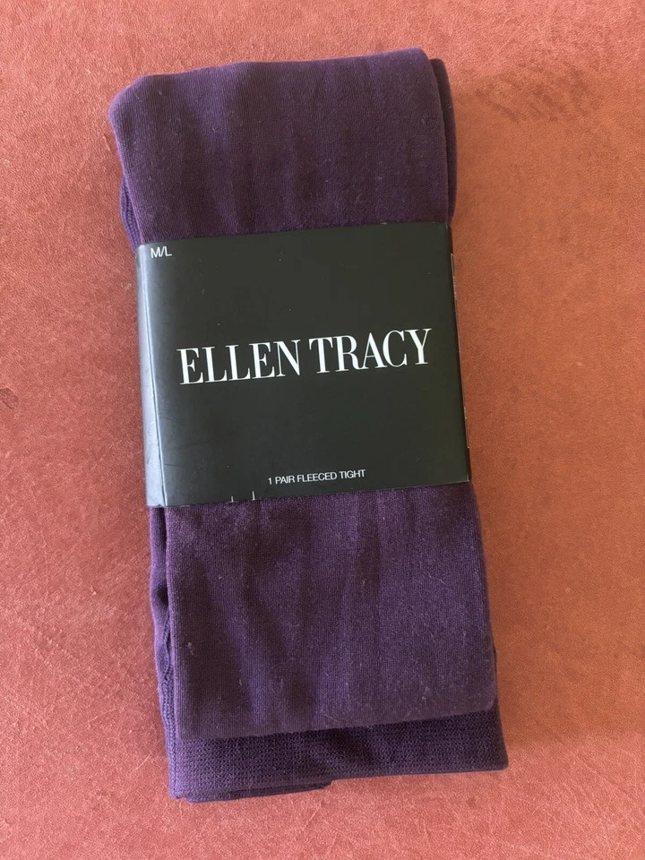 NWT Ellen Tracy Deep Purple Fleeced Tights Med/Lg - Image 2 of 4