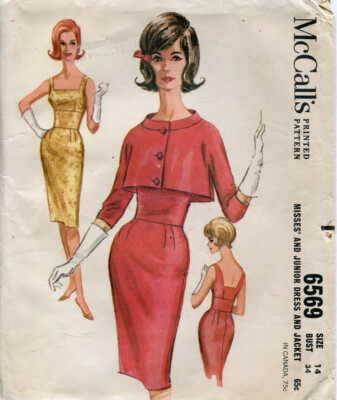 1960s McCall's Pattern 6569 Misses' Cocktail Dress & Bolero Jacket, Bust 34  | eBay