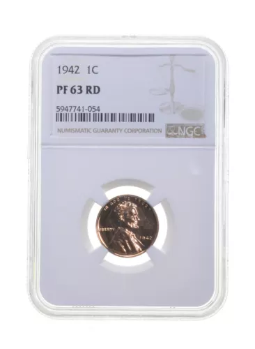 PF63 RD 1942 Lincoln Wheat Cent - Graded NGC *4265