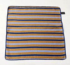 Hand Made in Italy 100 Silk Gold and Blue Striped Pocket Square
