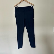 ATHLETA Skinny Leg Zip Hem Pocket Women Large Navy Elastic Waist Athletic Pant