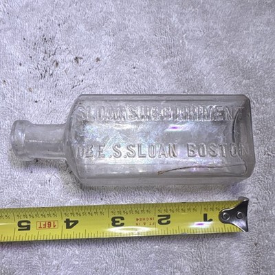 Sloan's Liniment Dr. E. S. Sloan Boston Antique Medicine Bottle Clear Glass