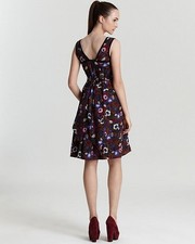 MARC JACOBS Black Wildflower Floral Print Silk S/L Dress NWT 0