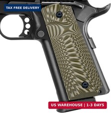 Guuun 1911 Grips G10 Full Size 1911 Grip Ambi Safety Cut Big Scoop Sunburst Text