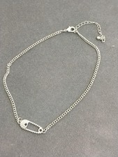 Safety Pin choker Necklace unbranded Silver tone
