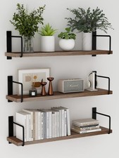 Floating Shelves - 24 Inch Wall Mounted Set of 3 Rustic Wood Shelves for Wall...