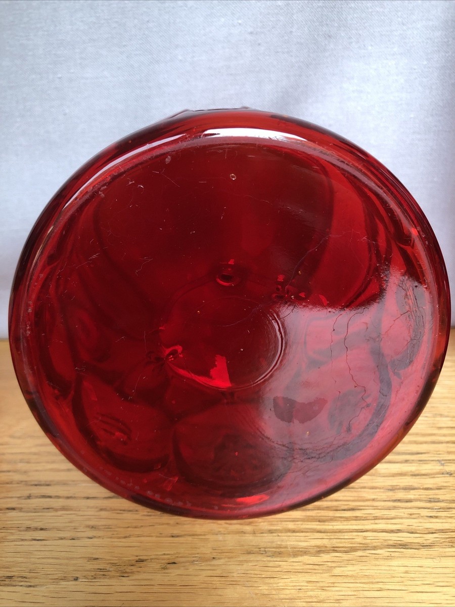 2 Moon & Stars Amberina Orange Red Vintage LE Smith Glass Canister
