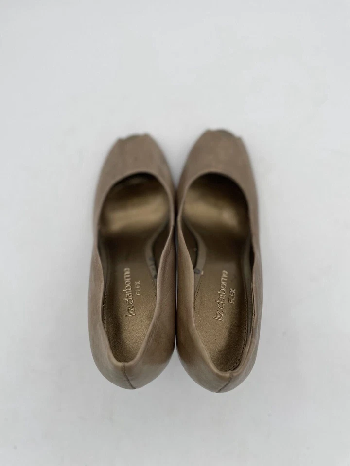 Tacones Liz Claiborne Flex para mujer talla 7M marrón gamuza cuero punta abierta Foto 4 de 4