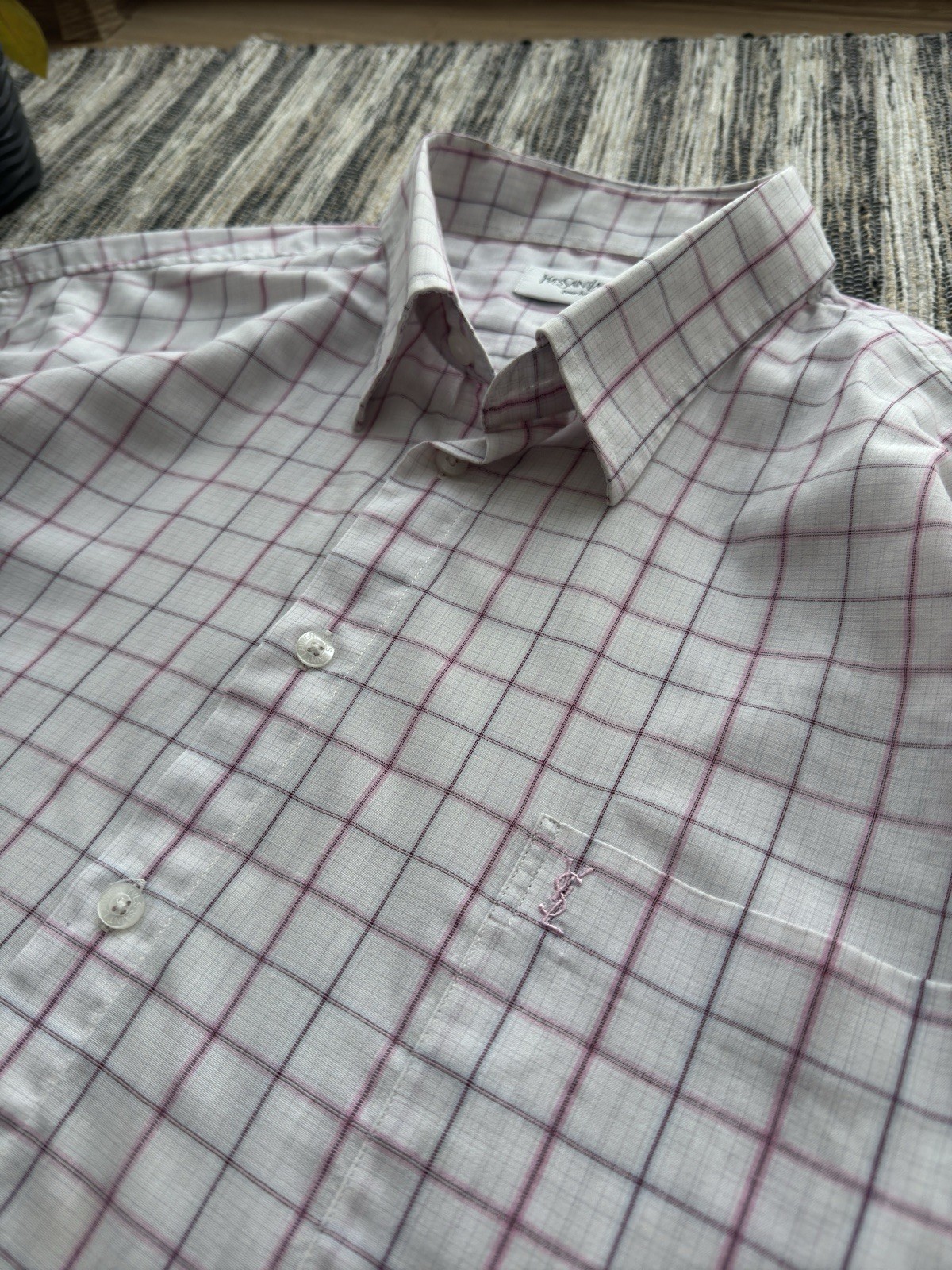 Camicia estiva Yves Saint Laurent vintage YSL con bottoni manica corta taglia Xl rosa