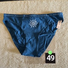 Victoria  s Secret Small, Teal Blue, Snowflake, Cotton Bikini Panties