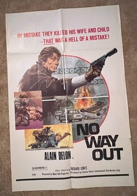 No Way Out 1973 Movie Poster 27x41 Alain Delon Richard Conte