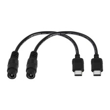 DC 5.5x2.1mm Female to USB Type C Adapter Power Charge Cable 2 Pack 18cm