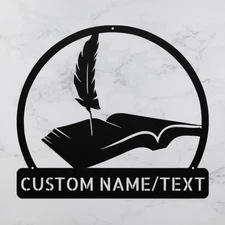 Custom Book Metal Sign Personalized Library Decor Gift for Book Lovers Home Art