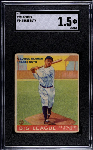 1933 Goudey Babe Ruth #144 SGC 1.5