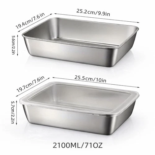4pcs Large Stainless Steel Leakproof Food Containers With Lids Meal Prep Contain - Picture 3 of 8