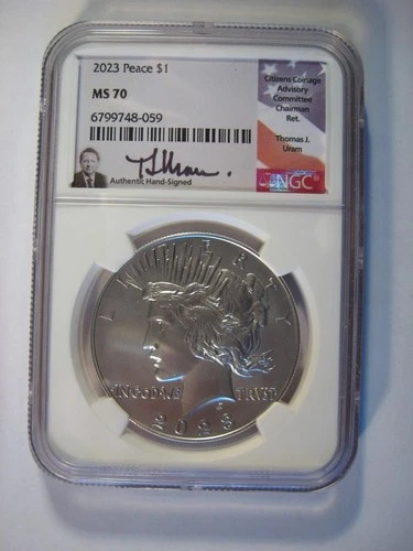 2023 U.S. Mint SILVER PEACE DOLLAR NGC MS 70 Signed Chairman Thomas J. Uram