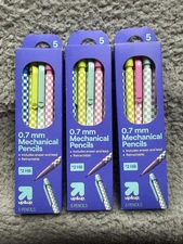 up & up Mechanical Pencils 0.7mm #2 HB Retractable Lot of 3 (15 total) Checkered