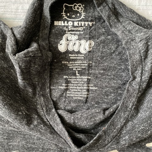 Girl's Size L Gray Hello Kitty 3/4 Sleeve Top 36" Chest Free Ship Vintage - Picture 3 of 4