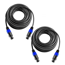 2Pcs 50 Feet Professional Speakon to Speakon Cables Wire Speaker Audio Amplifier
