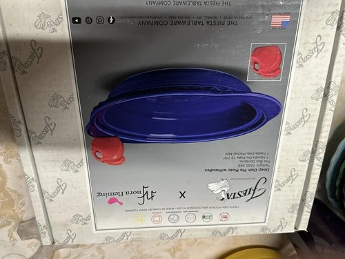 Fiesta NORA FLEMING DEEP DISH PIE BAKER with MINI PITCHER new in box - TWILIGHT