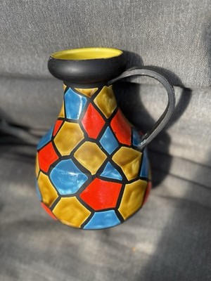Vintage MOD MCM Alvino Bagni Vase Jug Pitcher Italy Colorful Mosaic 9  X 7 
