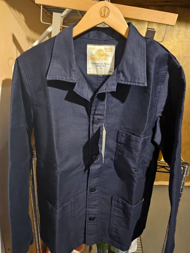 Le Mont Saint Michel Men’s Navy Cotton Twill Work Jacket Button Front Size 44 - product listing photo