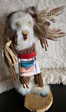Vintage Owl Kachina Doll Signed VG Possibly Victor Garcia Navajo Fur Feather 8