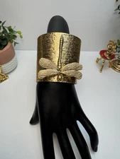 ZARA Gold Tone Oversized  Cuff Bracelet Statement Runway Fashion Jewelry