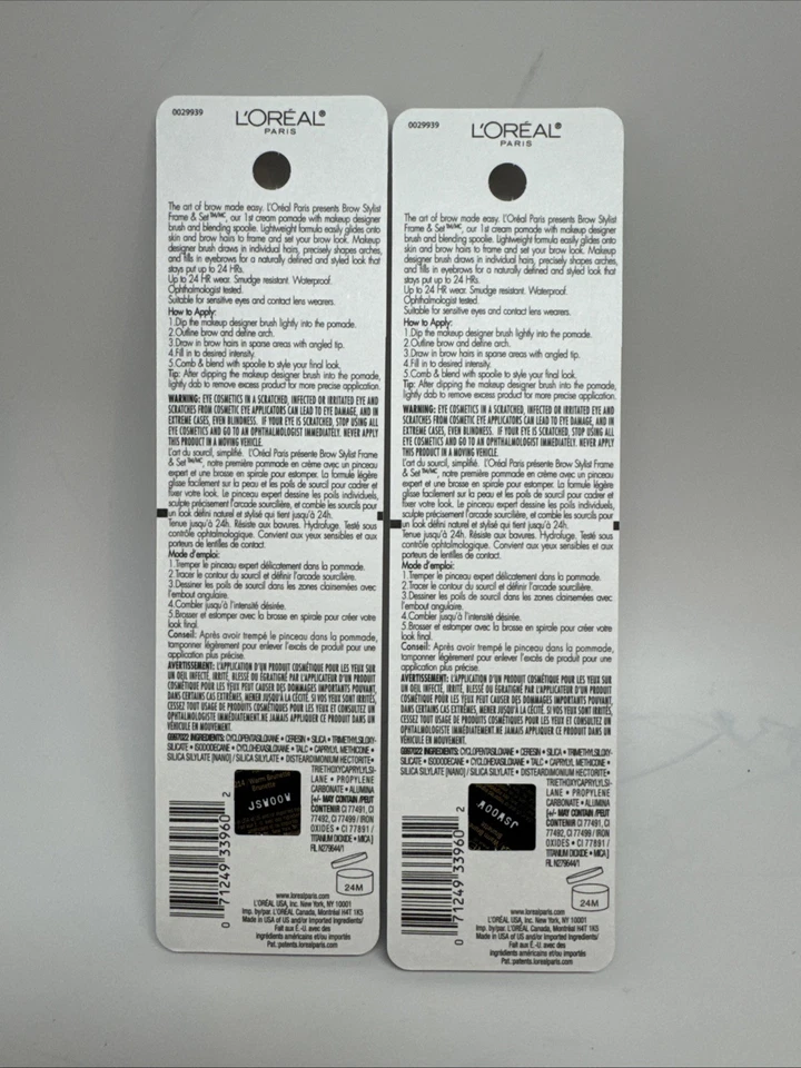 NEW (2) L'Oreal BROW STYLIST FRAME & SET Cream Pomade #214 Warm Brunette - Image 2 of 4