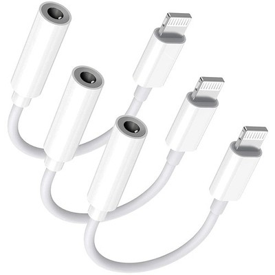 Lightning to 3.5 mm Headphone Jack Adapter, 3Pack, White/Lightning 3.5mm 