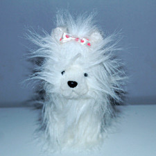 Ganz Webkinz HM070 Yorkie Plush Stuffed Animal White Pink Bow No Code EUC