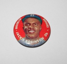 1956 Topps Baseball Pin Coin Pinback Jackie Robinson Brooklyn Dodgers NEAR MINT