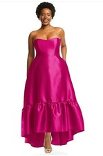 Alfred Sung Strapless Deep Ruffle High Low w/ Matching Scarf Think Pink