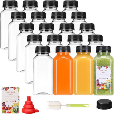 20Pcs 8Oz Plastic Juice Bottles, Reusable Juice Containers with Lids for Juicing