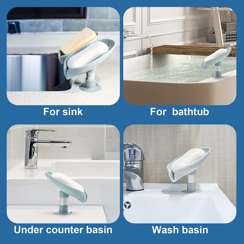 2-Pack Leaf Soap Holder – Self-Draining with Suction Cup for Shower & Sink - Picture 3 of 7