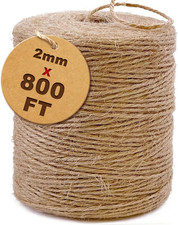 2Mm Natural Jute Twine String Thin for Craft Plant Garden Gift Wrapping Christma