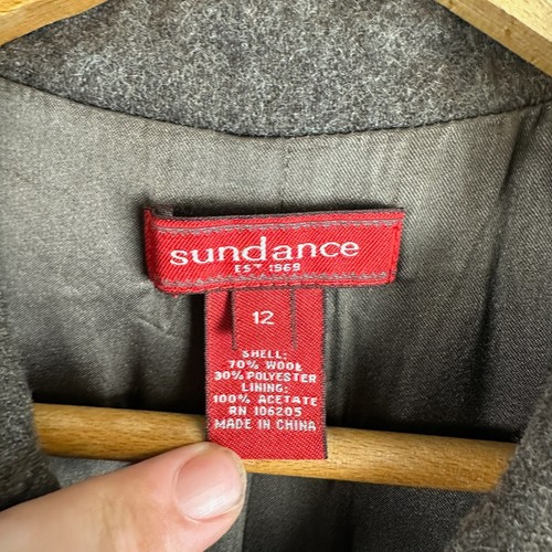 Sundance Full Length Long Maxi Brown Gray Wool Coat Double Breasted Womens 12 - Picture 6 of 12