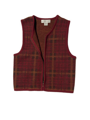 VTG Casual Corner Vintage Women's Red Tartan Plaid Sweater Vest Small 100% Wool