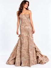 108- NWOT Oscar de la Renta Silk Paisley Strapless Mermaid Evening Gown Size 8